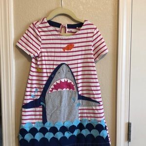 Mini Boden Shark Appliqué dress.